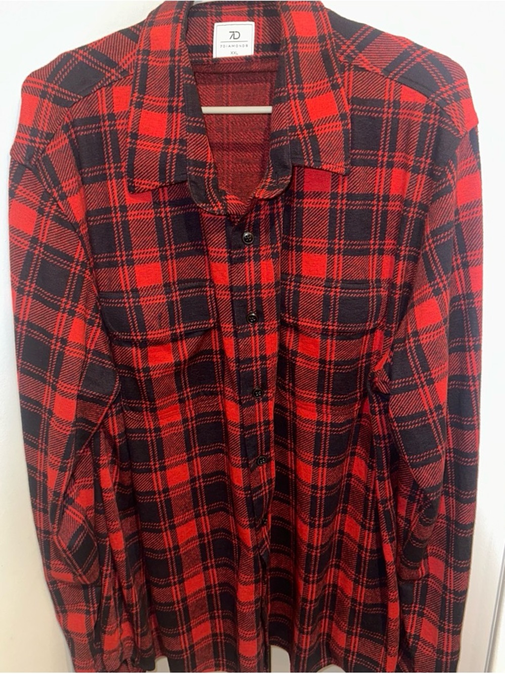 7 Diamonds Red and Black Plaid Button-Up Shirt